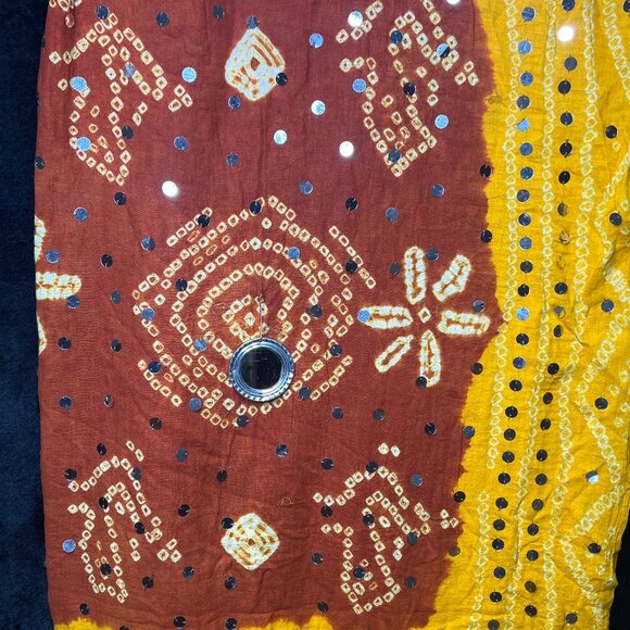 Indian Decorative Scarf Mirror Work & Shell Trim – 93" x 40" – For Upcycle/Repur - Picture 1 of 3